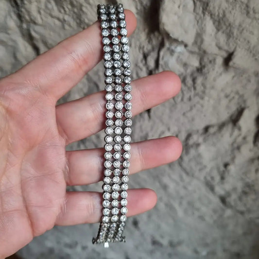 Pulsera de plata ley pulsera circonitas con doble cierre