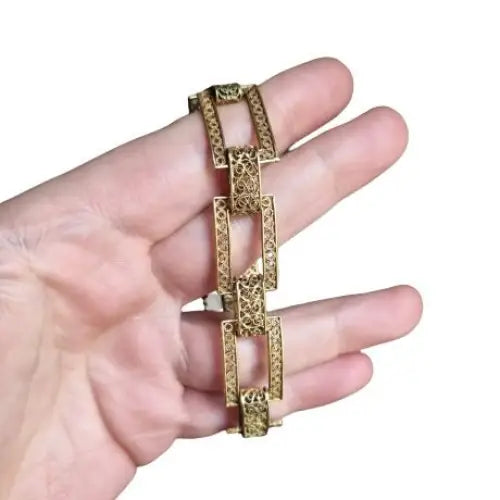 Pulsera de filigrana plata pulsera eslabones. Circa 1950. Joyas antiguas