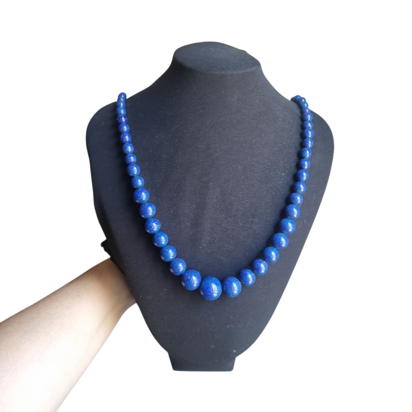 Vintage blue graduated bead lapis lazuli necklace