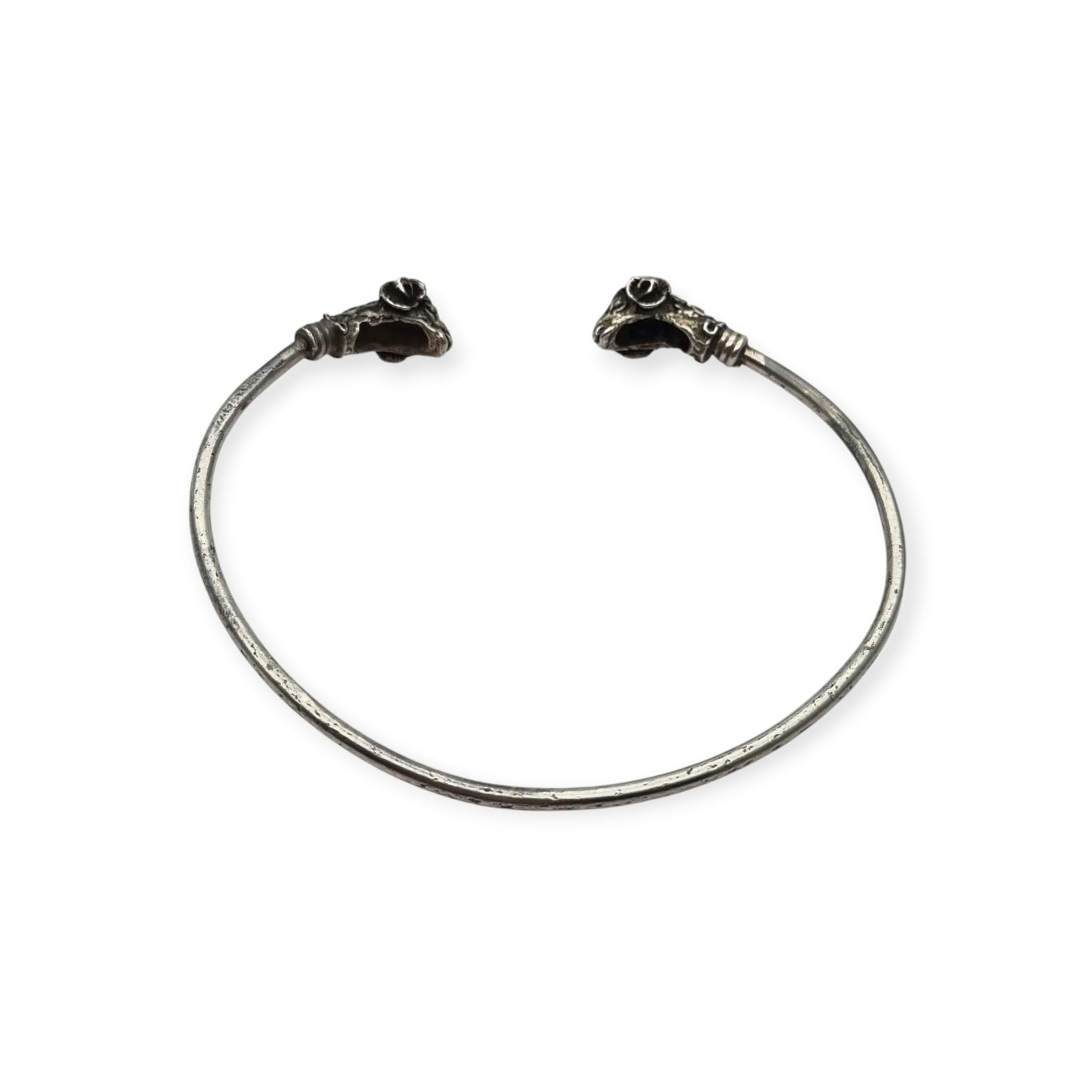 Brazalete vintage boho plata 925 México cabezas de carnero ajustable años 80