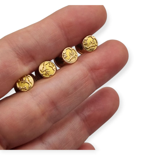 French Shirt Studs FIX Rolled Gold Art Nouveau Belle Époque Set of 4 c. 1900