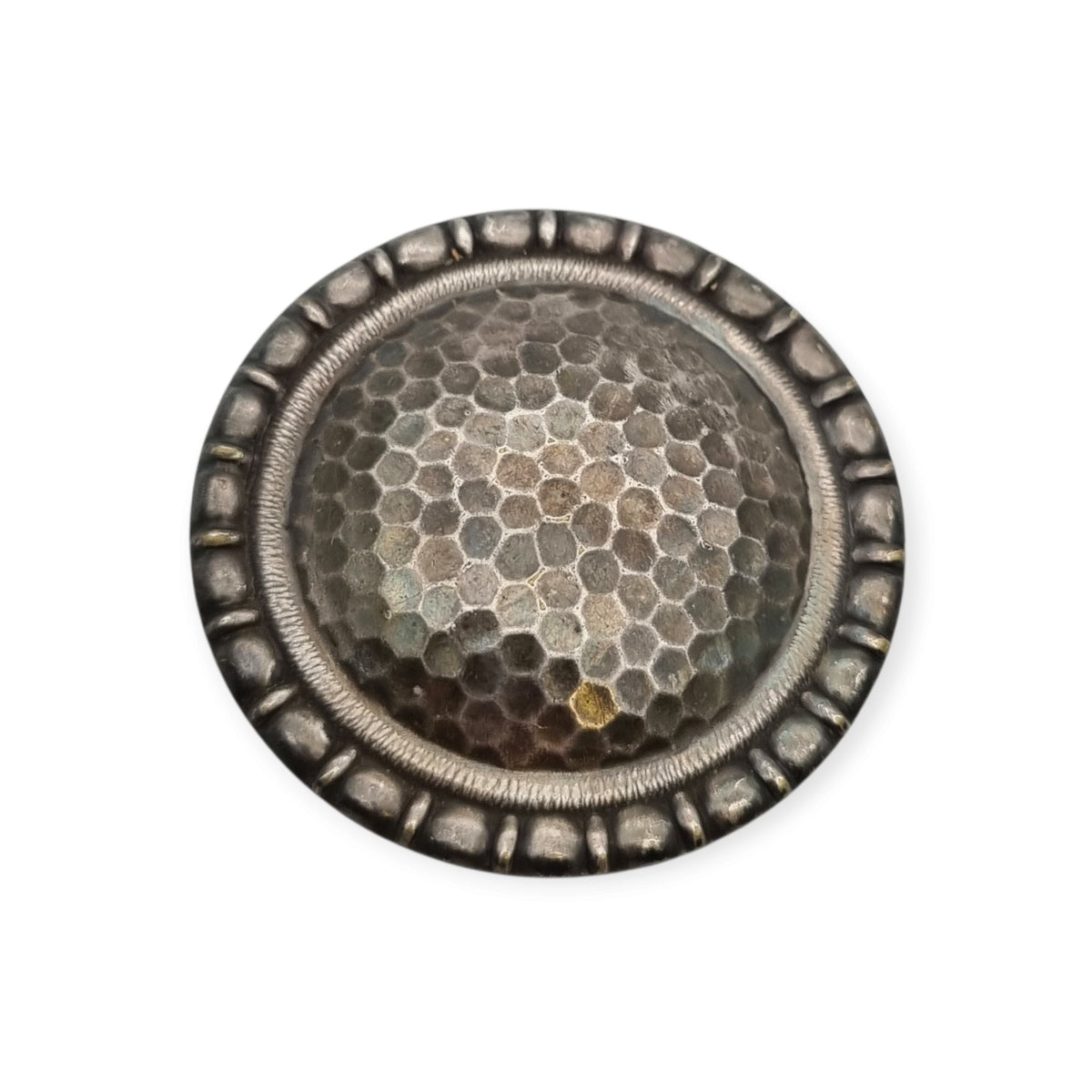 Vintage Brutalist metal brooch with honeycomb relief, Europe, ca. 1970
