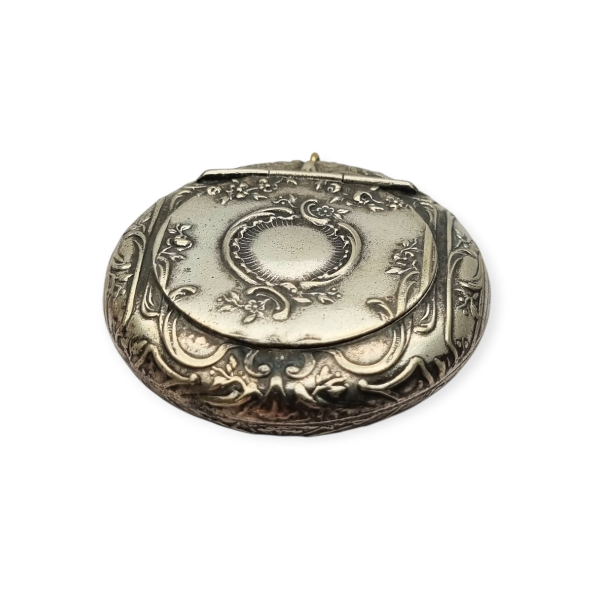 Antique floral Art Nouveau silver-plated metal chatelaine tassel holder, ca. 1900–1920