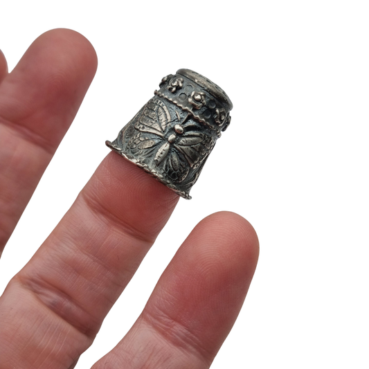 Collectible Siemens silver thimble with butterfly decoration, circa 1960
