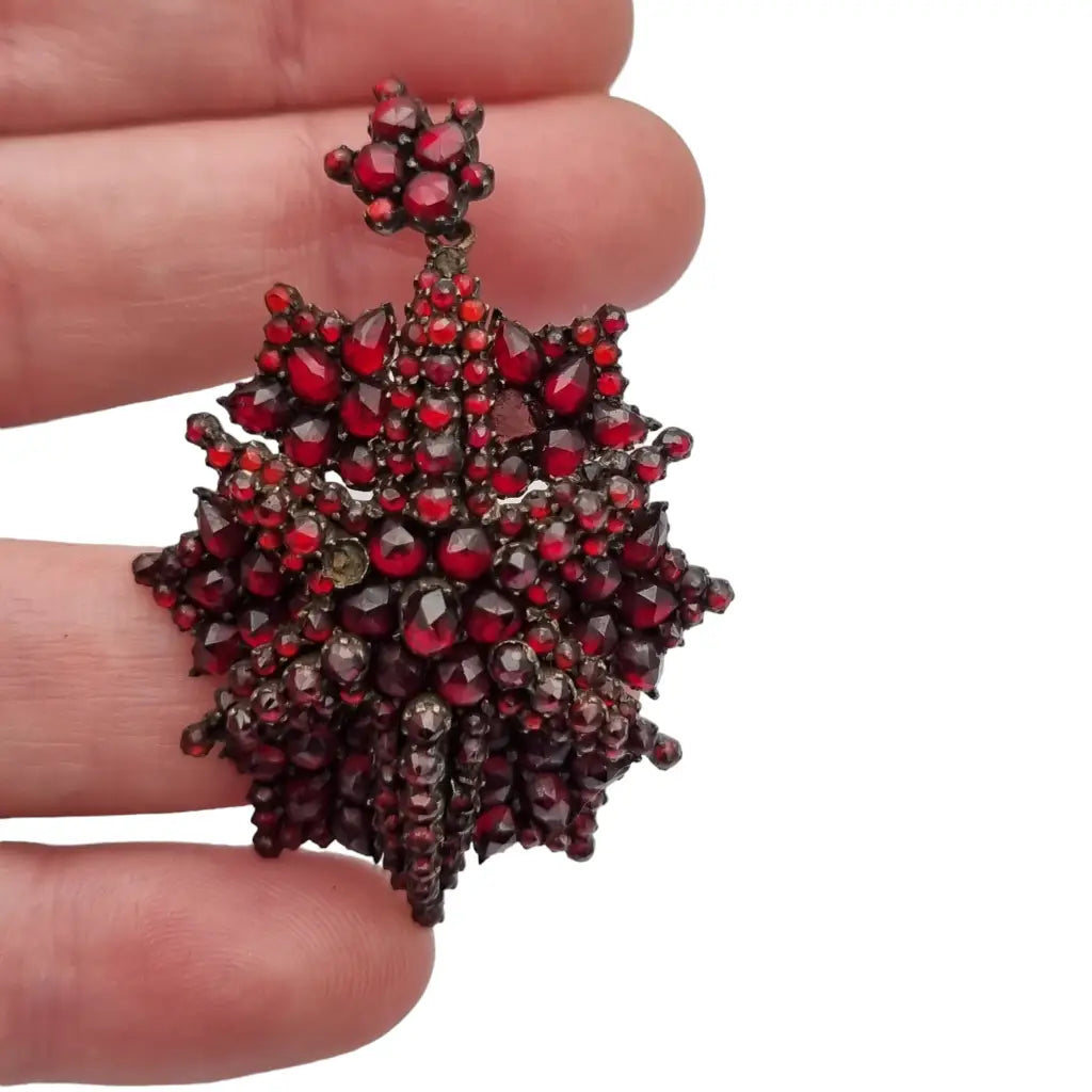 Antique Victorian Bohemian Garnet Pendant for Collector circa 1890