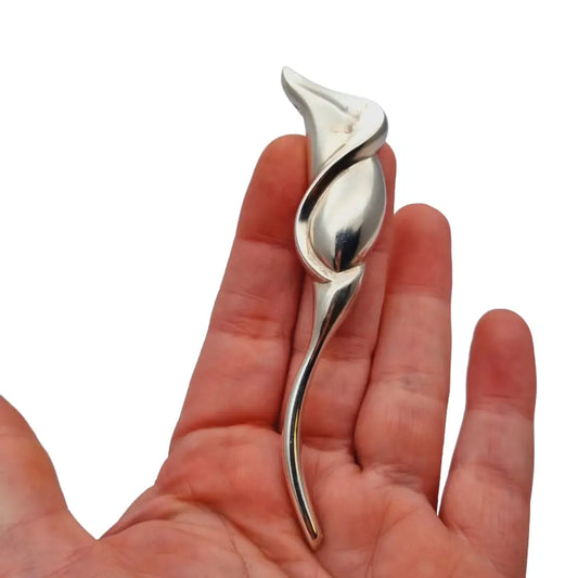 Broche vintage abstracto de plata ley joyería 80s Mikal-Jon Bayanihan.