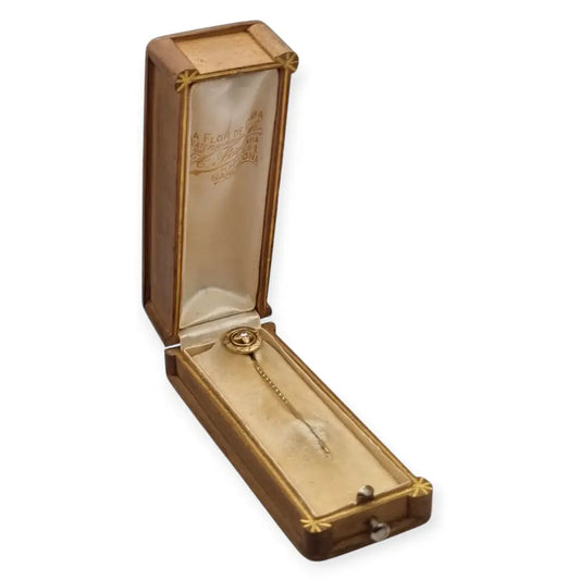 Alfiler de corbata belle Epoque en su caja original Barcelona 1900-1910.