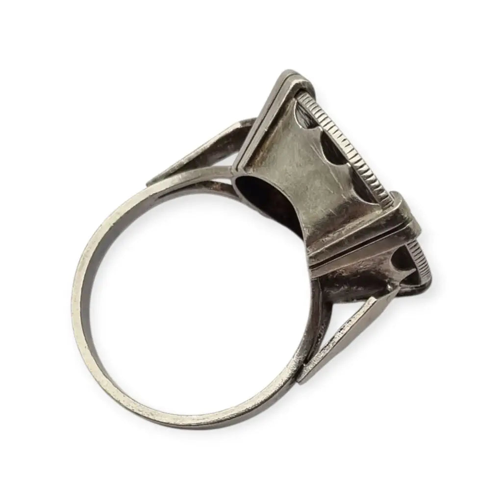Anillo antiguo de moneda 50 céntimos francesa en plata montura artesanal