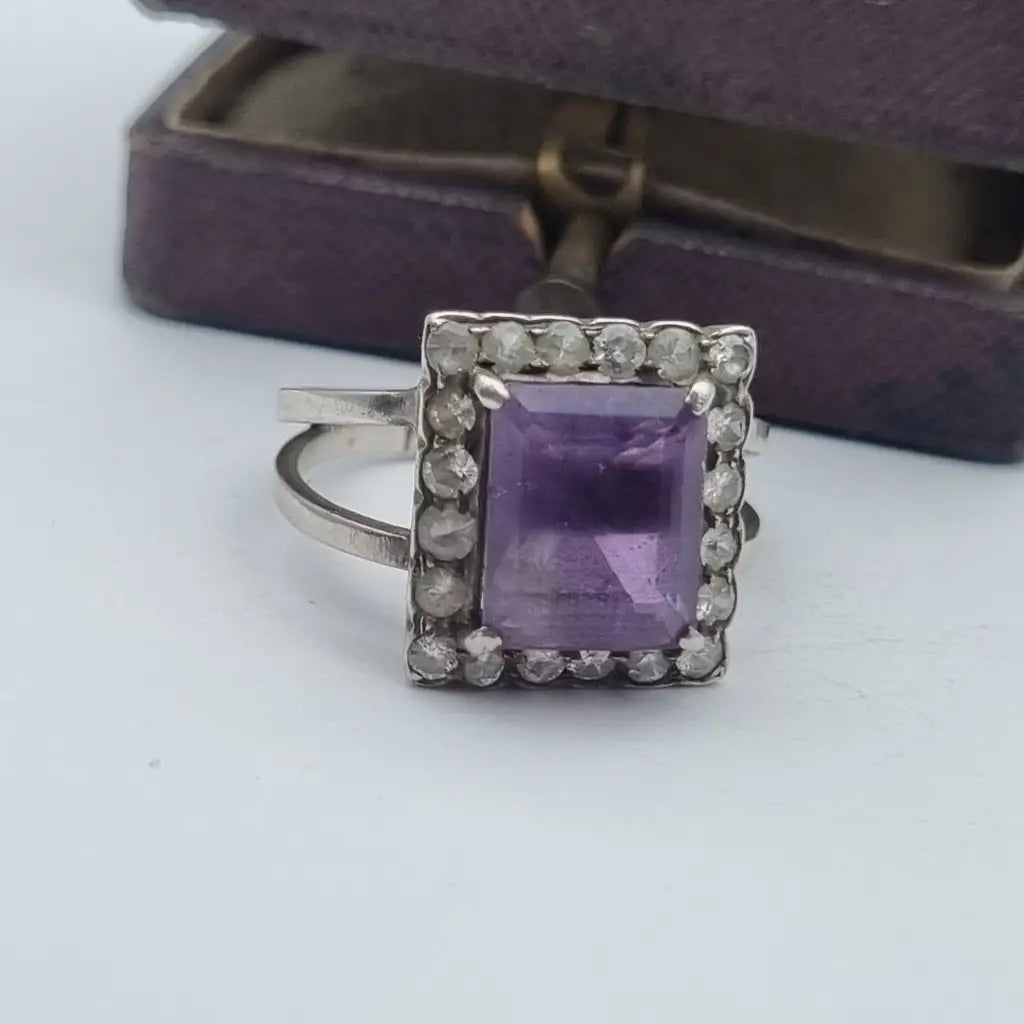 Anillo art déco vintage anillo de plata morado