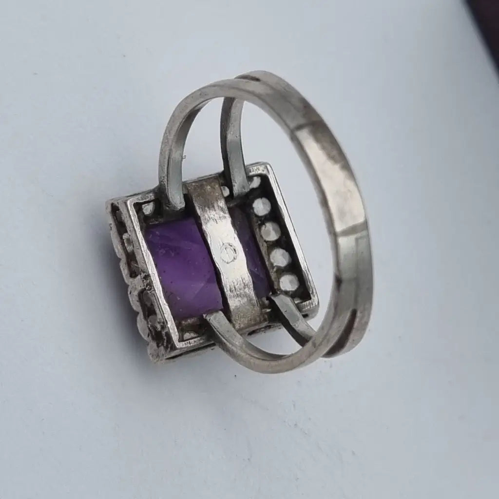 Anillo art déco vintage anillo de plata morado