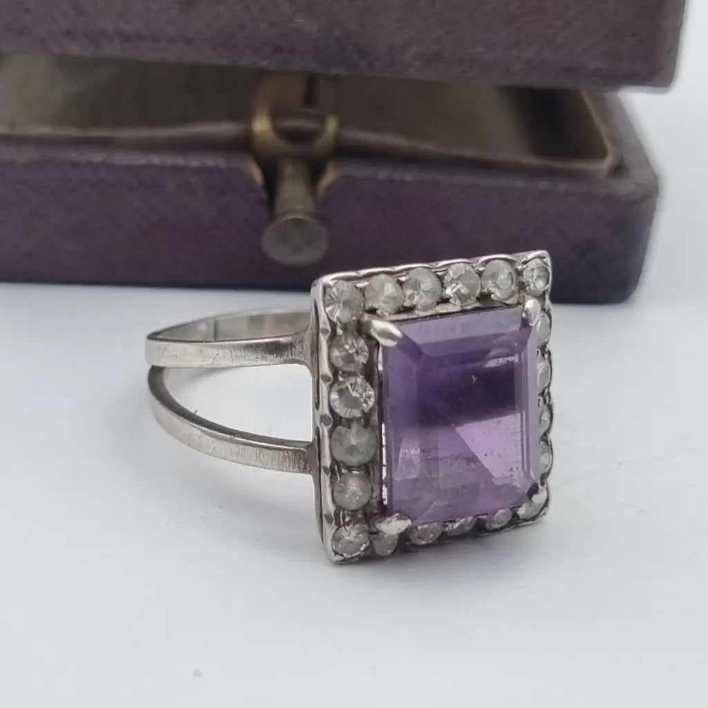 Anillo art déco vintage anillo de plata morado