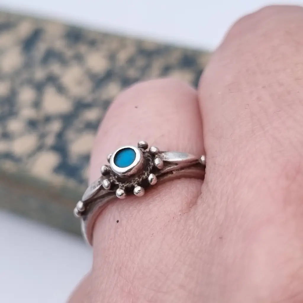 Anillo azul vintage anillo boho de mujer