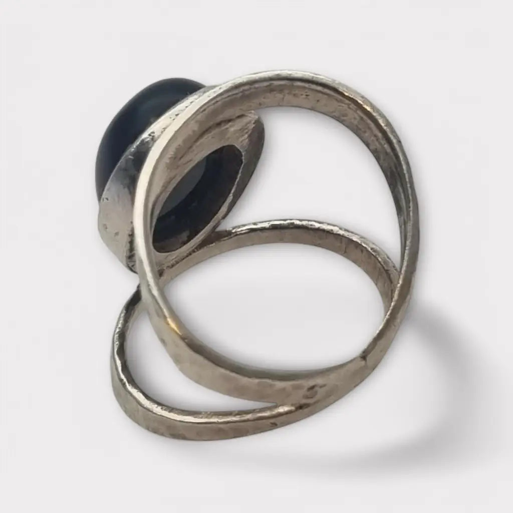 Anillo Boho Retro Chic hecho a mano en plata 925 con ónix negro regalos