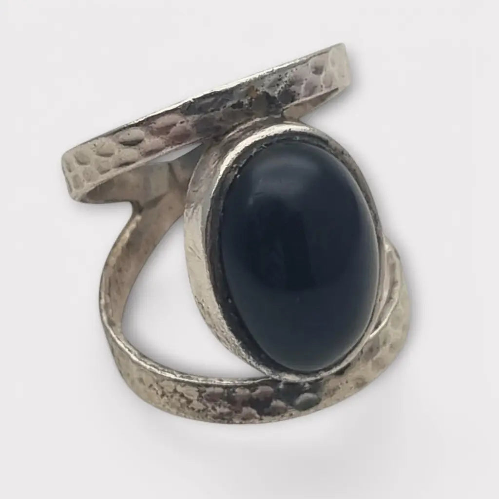 Anillo Boho Retro Chic hecho a mano en plata 925 con ónix negro regalos