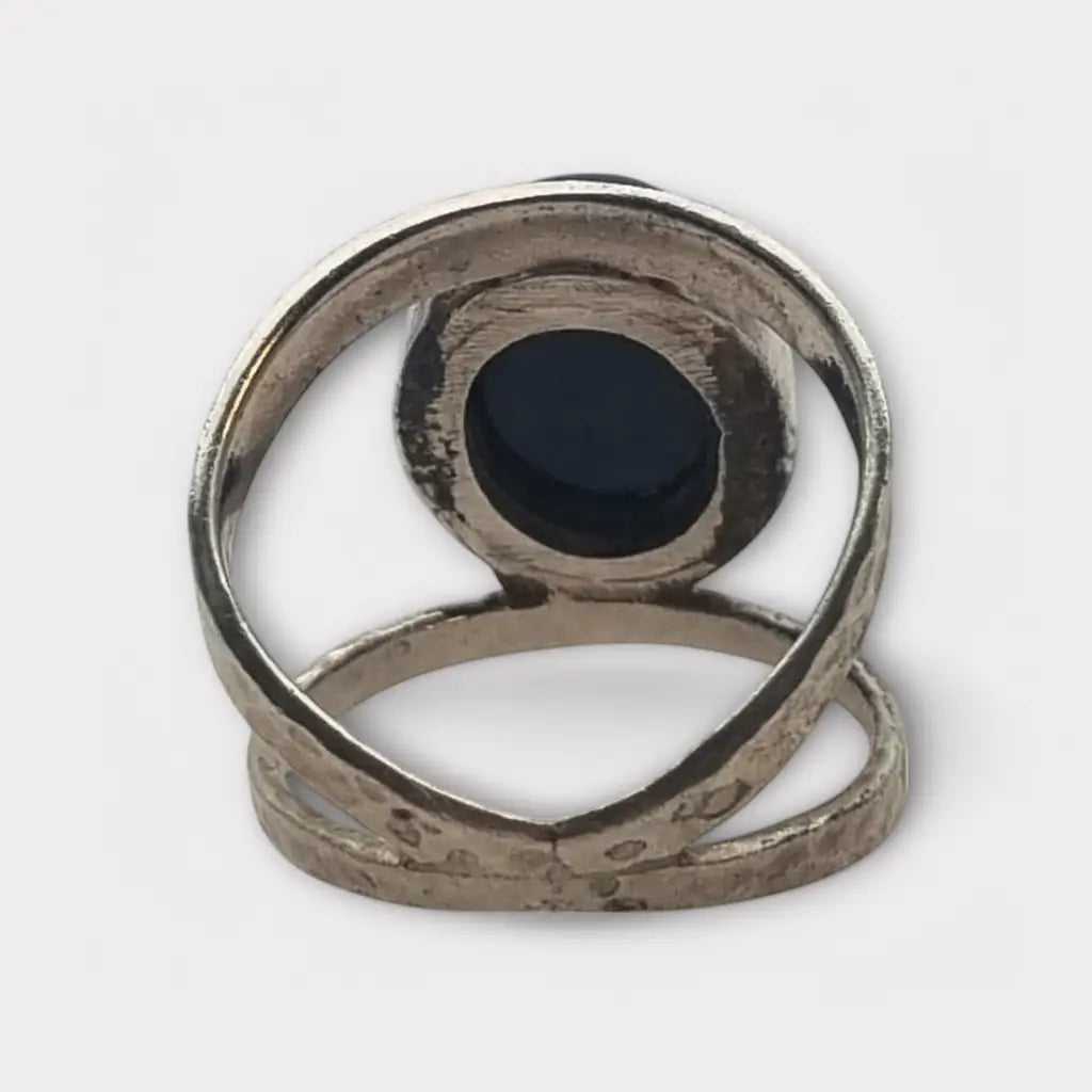 Anillo Boho Retro Chic hecho a mano en plata 925 con ónix negro regalos