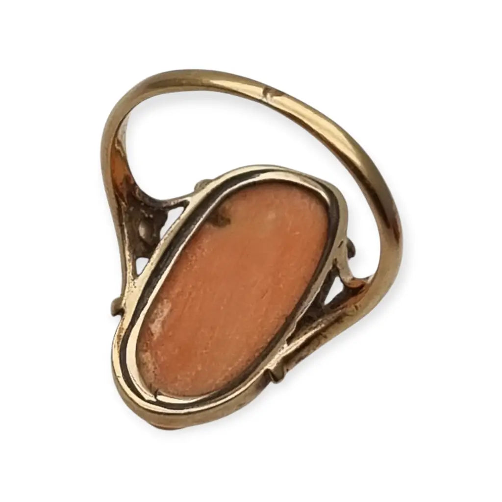 Anillo camafeo de diamantes coral en oro 14k con caja para mujer joyería