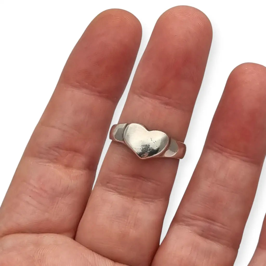 Anillo corazón en plata 925 de diseño minimalista vintage años 90 Joya