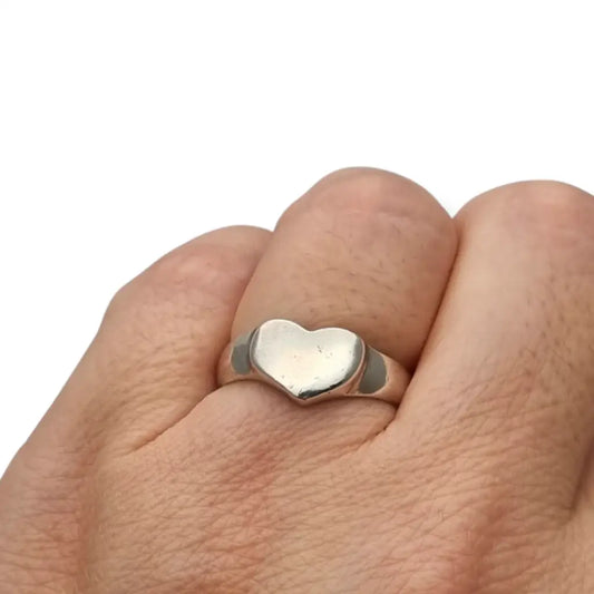 Anillo corazón en plata 925 de diseño minimalista vintage años 90 Joya