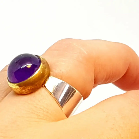 Anillo de plata diseño amatista natural joyería vintage original para regalar
