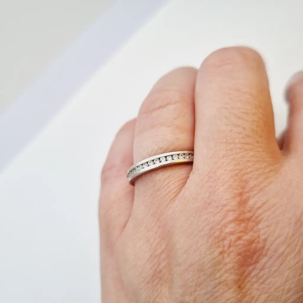 Anillo de eternidad vintage anillo art déco blanco