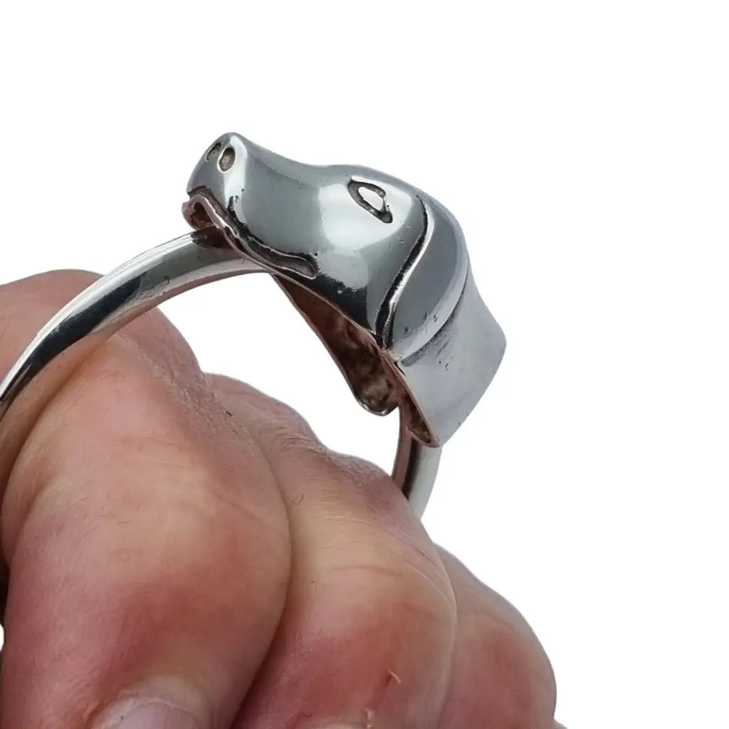 Anillo pañuelo sxx anillo bandana plata vintage con cabeza de perro.