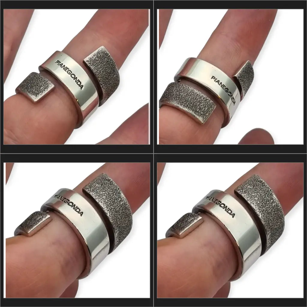 Anillo de plata 925 Pianegonda joyería italiana estilo vanguardista