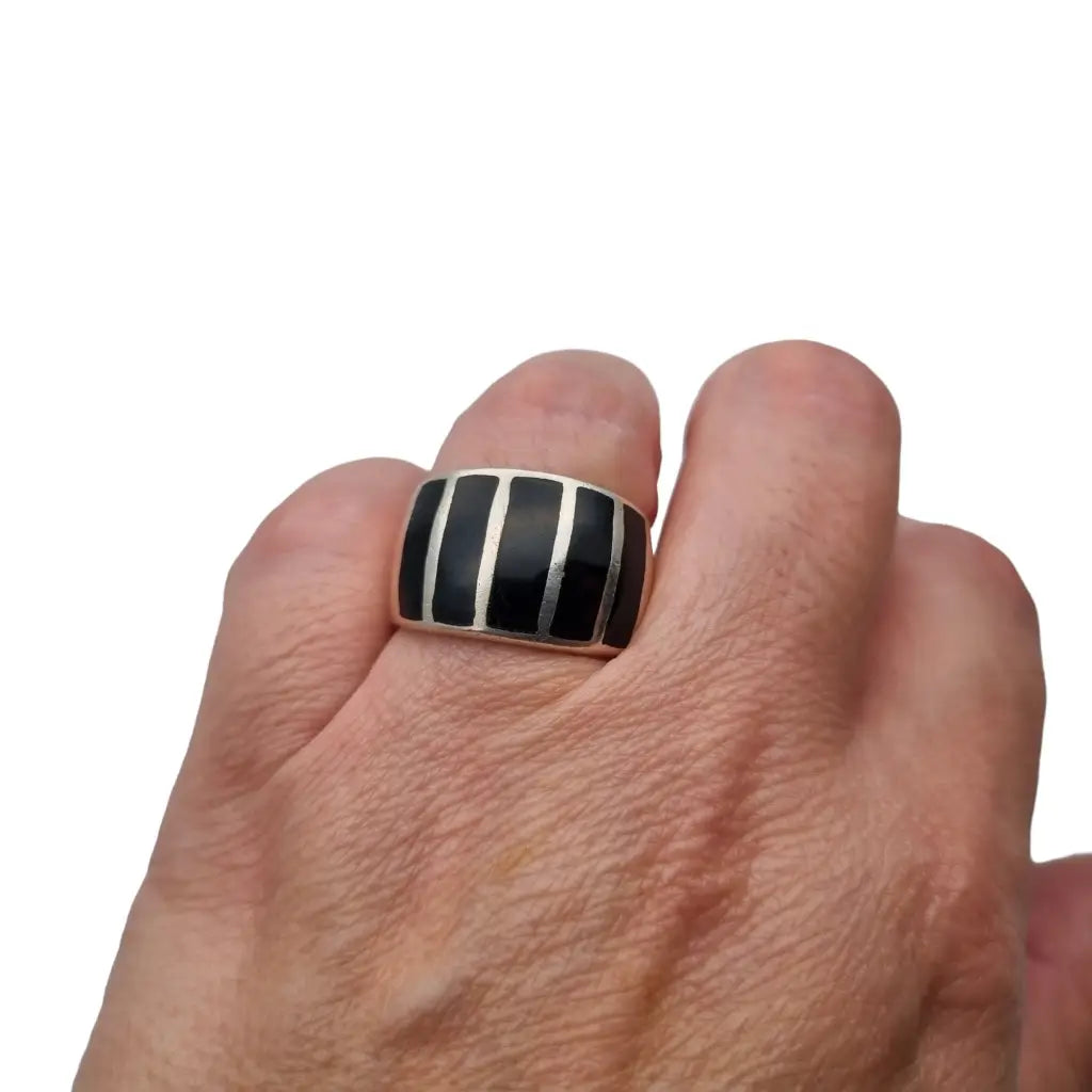 Anillo de plata y ónix para mujer joyería vintage con piedra negra regalos boho