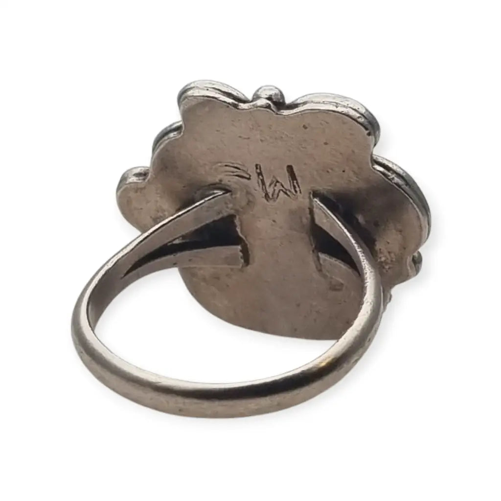 Anillo vintage de estilo Navajo en plata con turquesa natural Firmado M= años