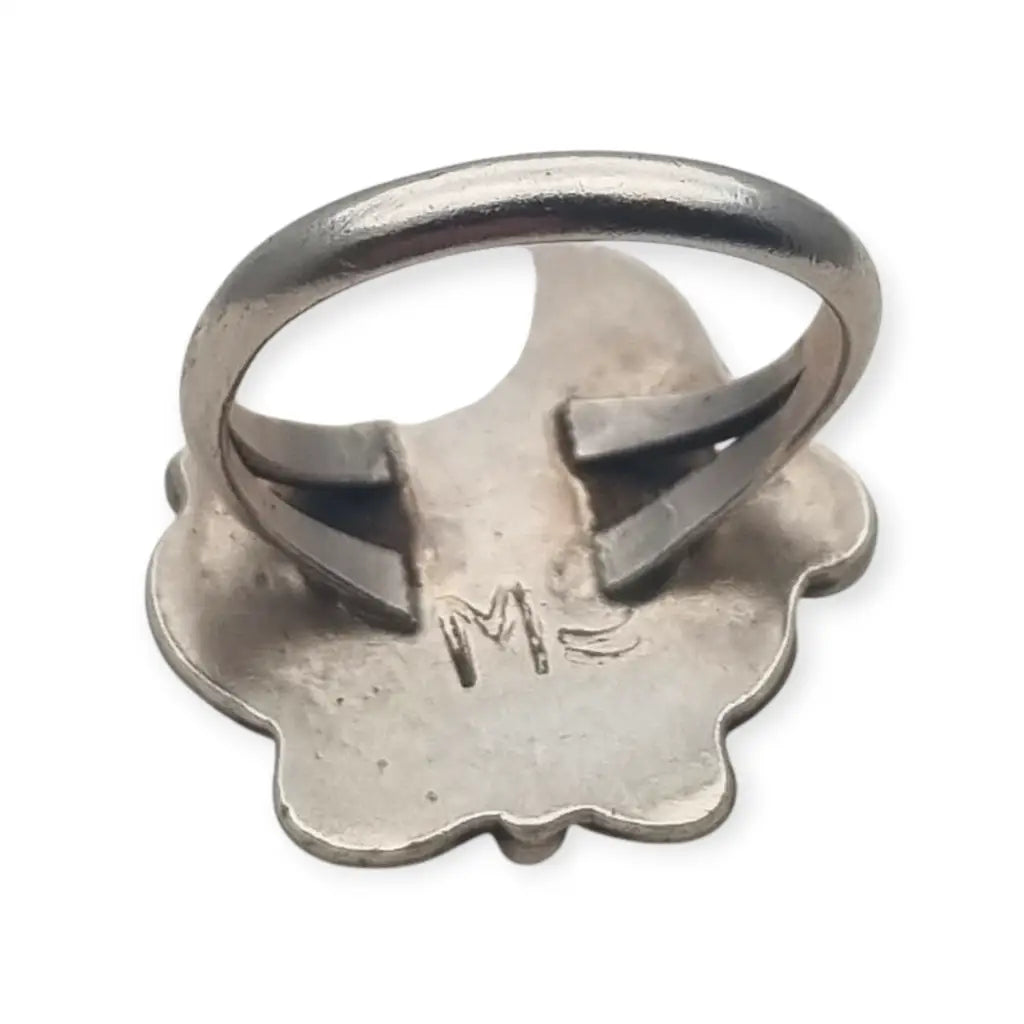 Anillo vintage de estilo Navajo en plata con turquesa natural Firmado M= años
