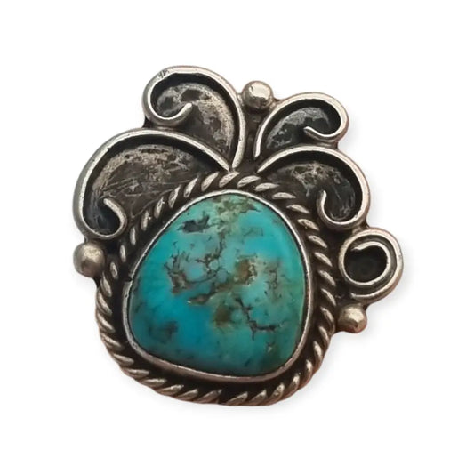 Anillo vintage de estilo Navajo en plata con turquesa natural Firmado M= años