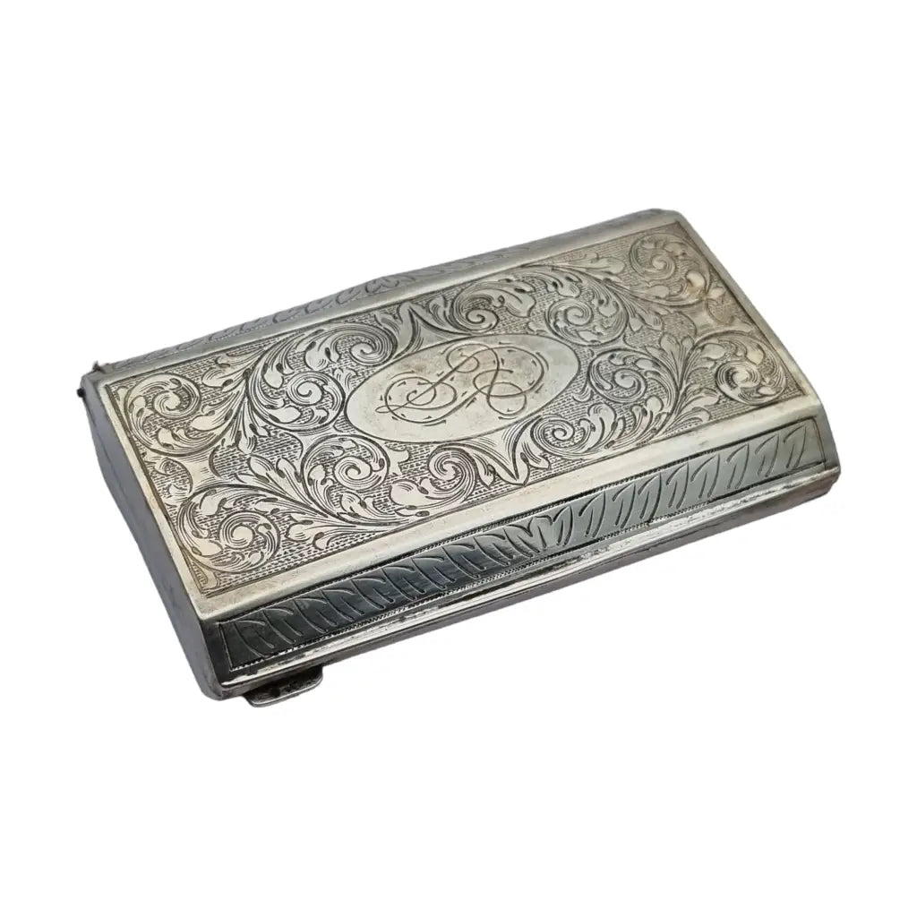 Antigua caja de plata rectangular regalos para coleccionistas.