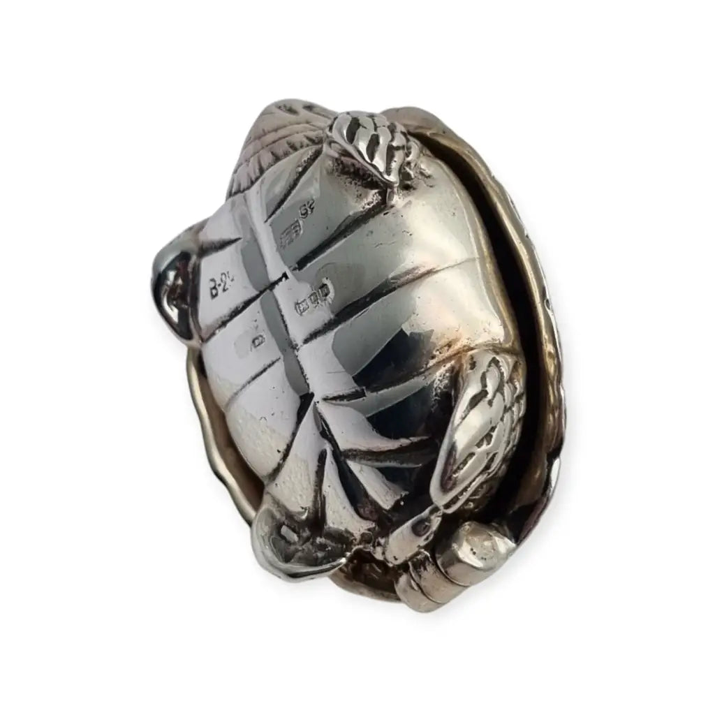 Antigua caja tortuga de plata esterlina miniauras colección Siglo XX.