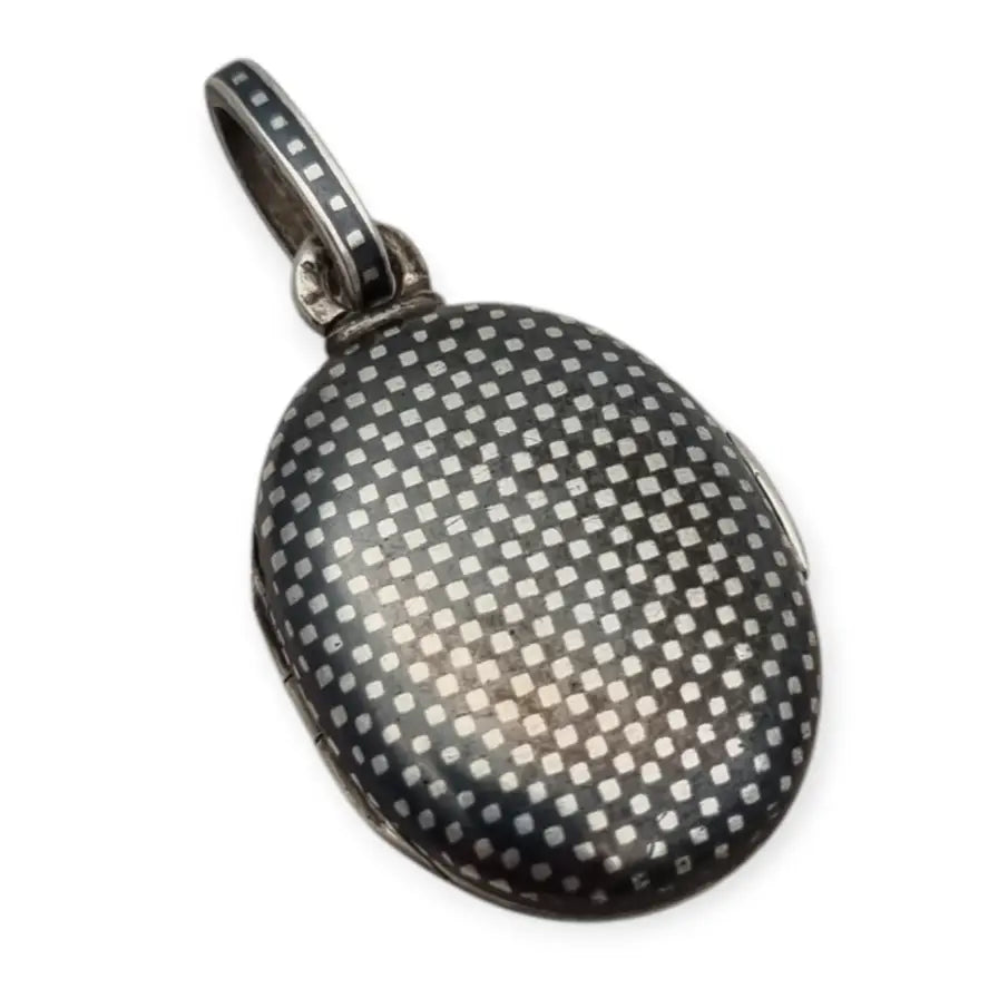 Antiguo guardapelo de plata niel ovalado victoriano M&S alrededor 1880