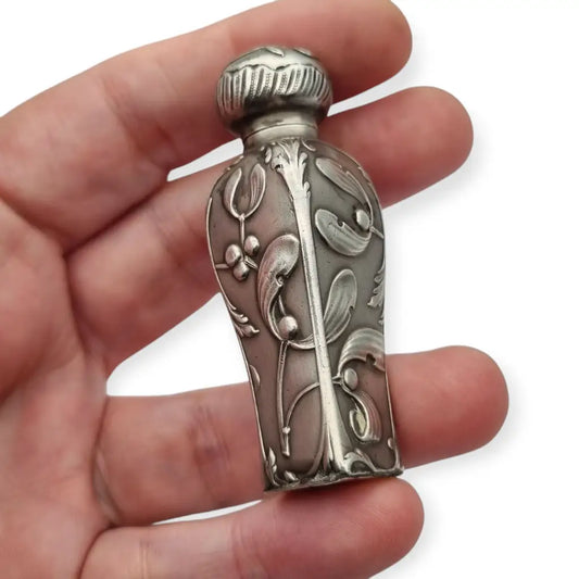 Antiguo perfumero de plata Art Nouveau Francia circa 1900 para coleccionistas.