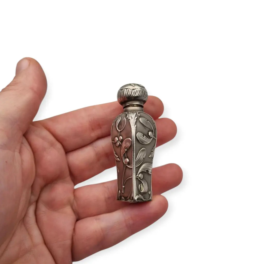 Antiguo perfumero de plata Art Nouveau Francia circa 1900 para coleccionistas.