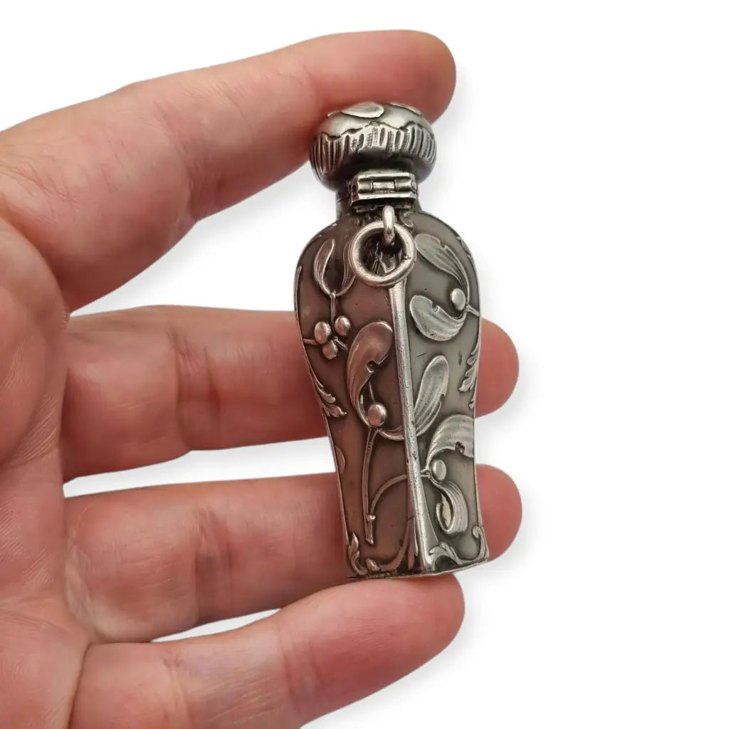 Antiguo perfumero de plata Art Nouveau Francia circa 1900 para coleccionistas.