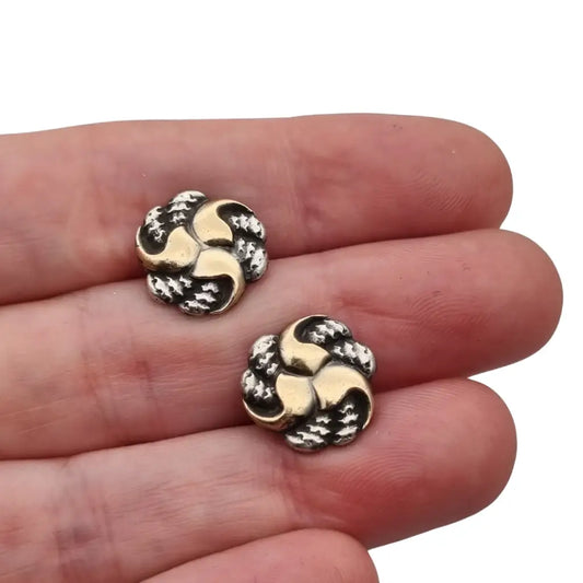 Antiguos Gemelos Art Deco de Plata y vistas doradas con Diseño Trenzado años