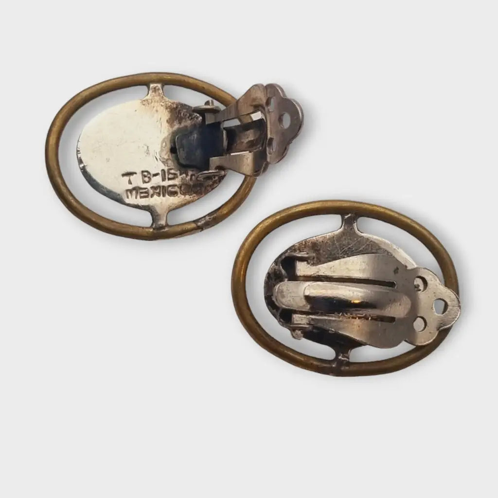 Aretes de plata mexicana 925 aretes clip ovalado TB 154 combinados