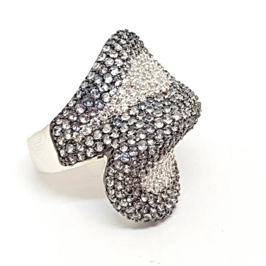 Anillo de cóctel plata y pedrería. Circa XX Talla 7 EE. UU.