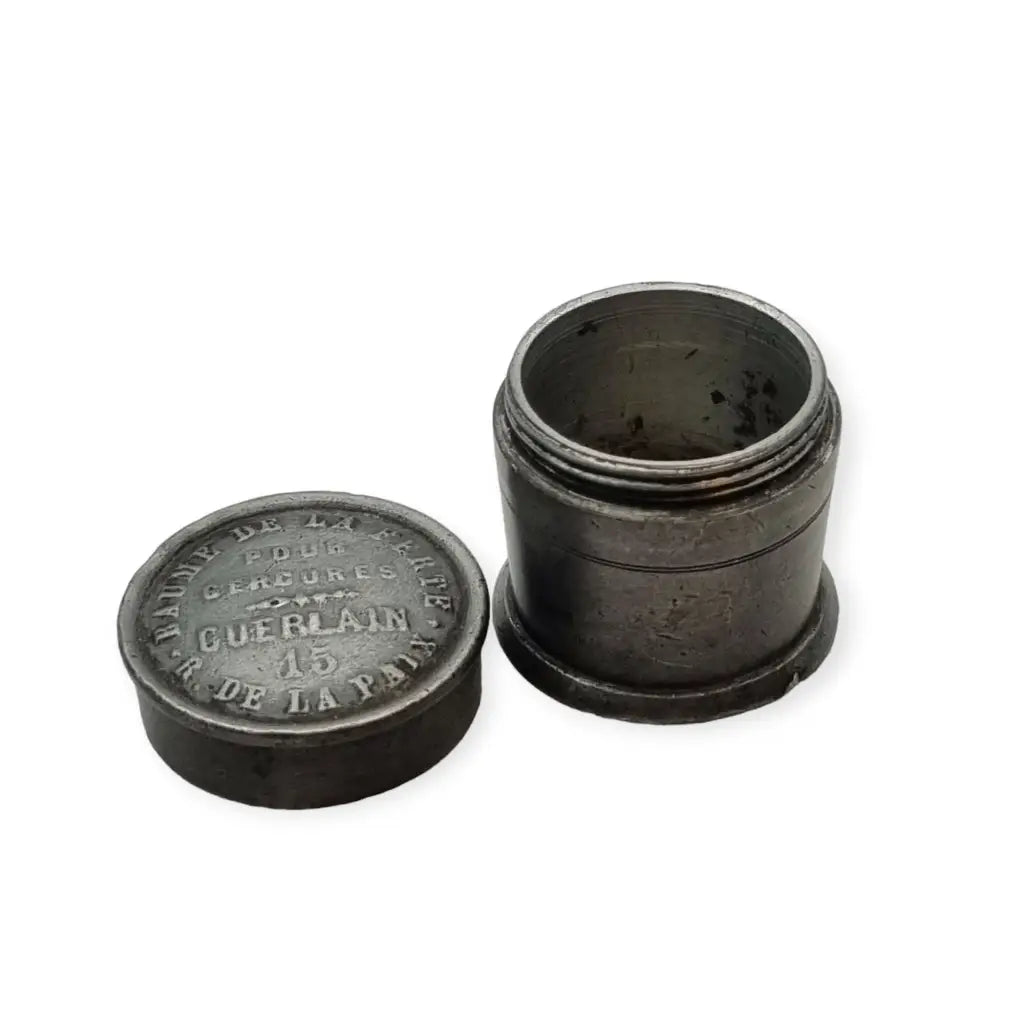 “Baume de la Ferté” Contenedor ungüento peltre Guerlain FRANCIA 1880