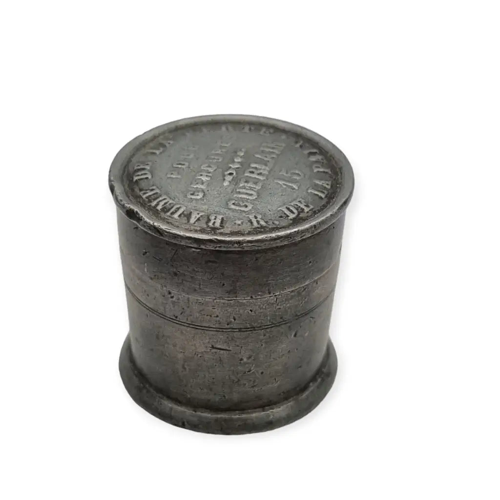 “Baume de la Ferté” Contenedor ungüento peltre Guerlain FRANCIA 1880