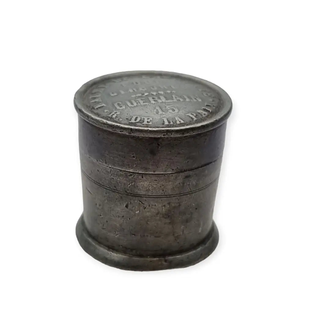 “Baume de la Ferté” Contenedor ungüento peltre Guerlain FRANCIA 1880