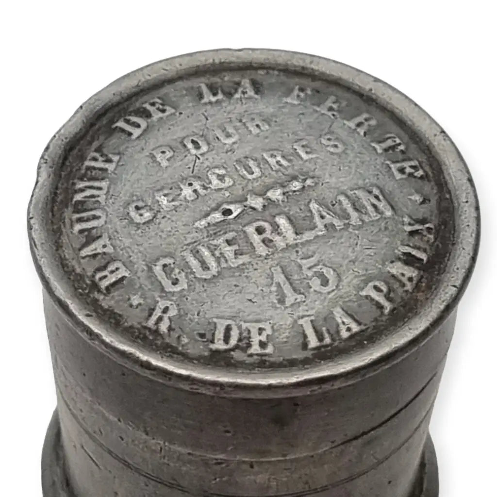 “Baume de la Ferté” Contenedor ungüento peltre Guerlain FRANCIA 1880
