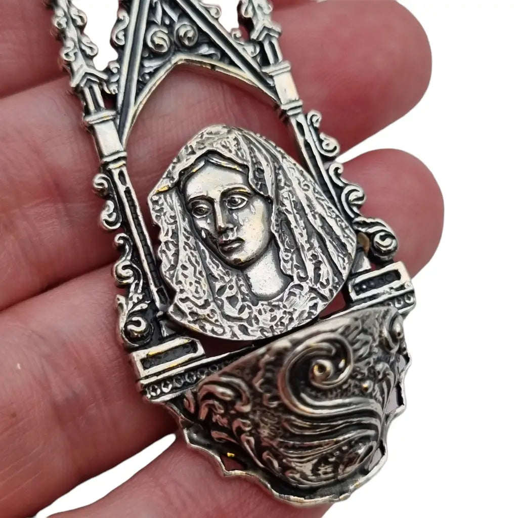 Benitier plata vieja agua bendita regalos religiosos pila de agua.