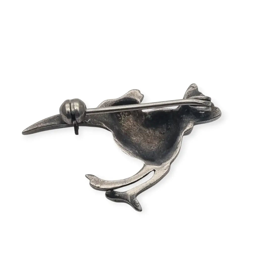 Broche Art deco de pájaro exótico plata 935 esmaltado circa 1930.