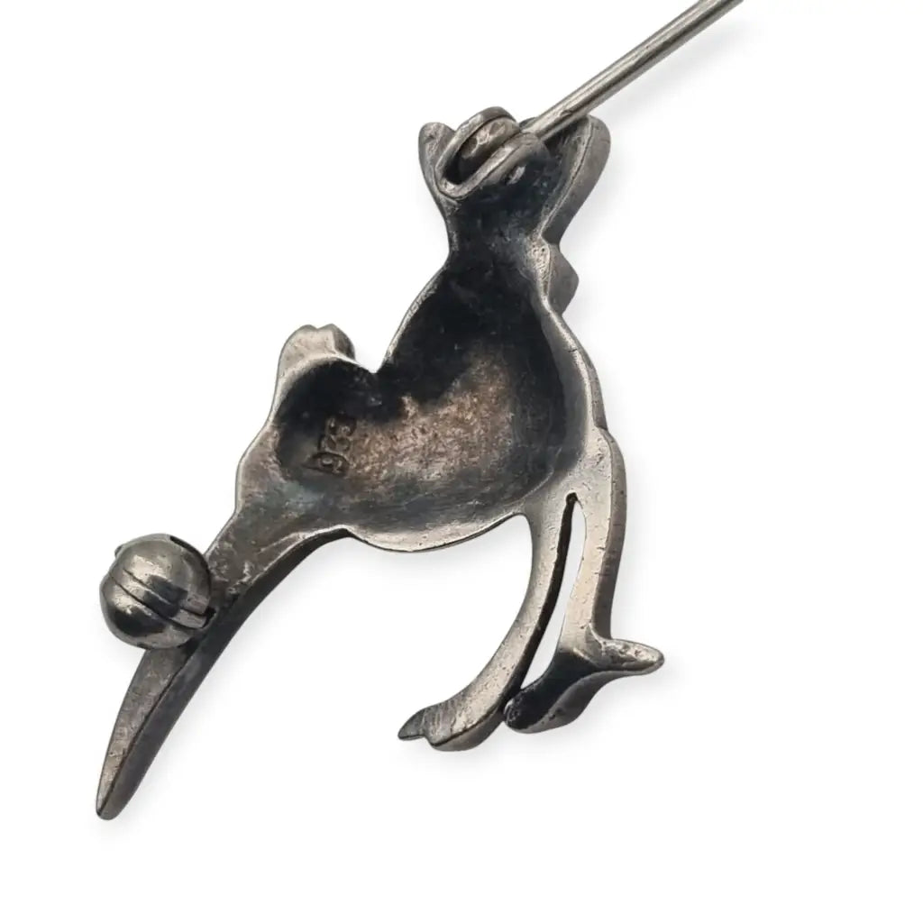 Broche Art deco de pájaro exótico plata 935 esmaltado circa 1930.