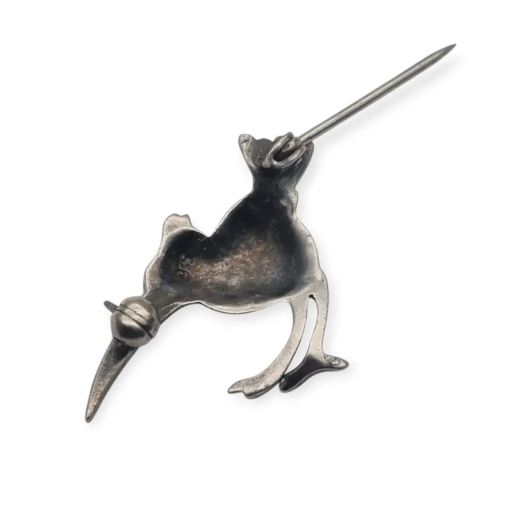 Broche Art deco de pájaro exótico plata 935 esmaltado circa 1930.