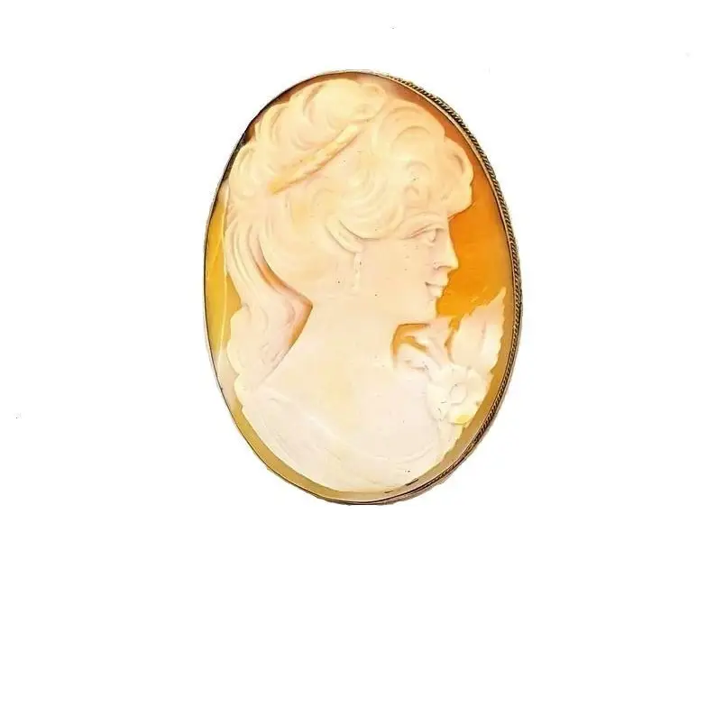 Broche de camafeo concha tallada old edwardian broche plata 800.