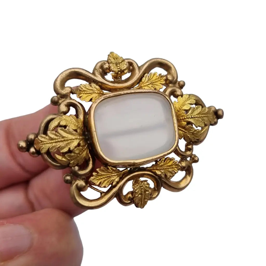 Broche dorado antiguo art nouveau estilo años 20 joyas modernistas.