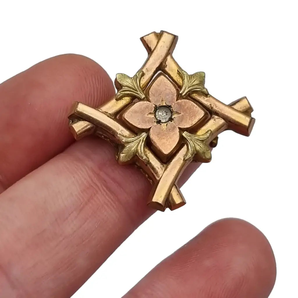 Broche dorado victoriano francés alfiler antiguo joyería de flores regalos.